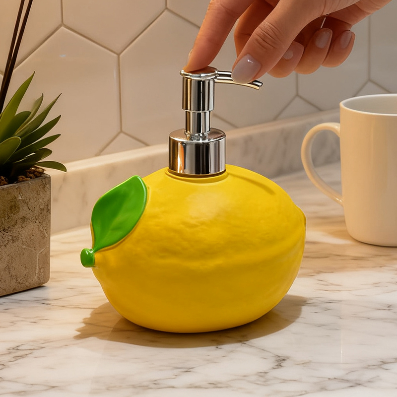Soap Making Jar - Cute Lemon Shaped Resin Soap Dispenser